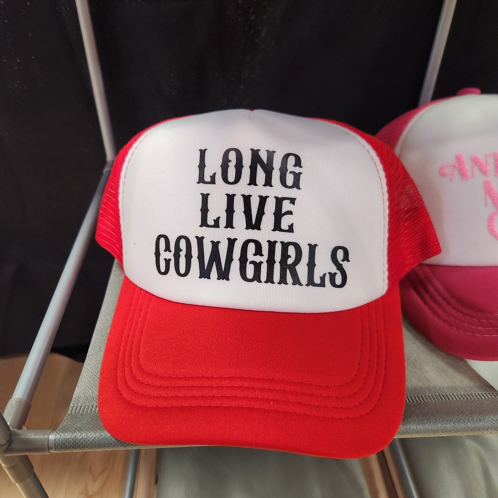 Red and White Trucker Hat with Mesh Front
